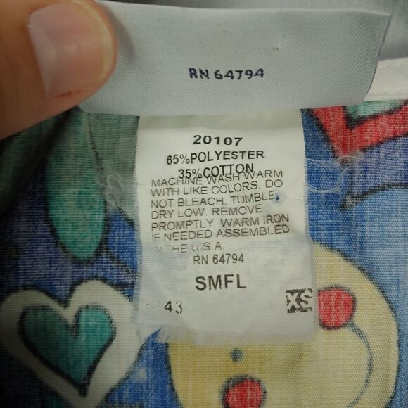 Peaches Uniforms Scrub Top Size XS Blue Floral Smiley Face V-neck Short Sleeve - Picture 6 of 8